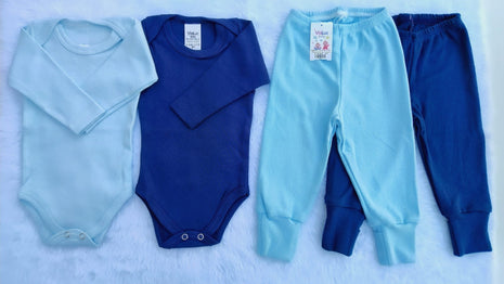 Kit Roupa De Bebê Menino 4 Pçs 2 Body Manga Longa e 2 Mijão Culote