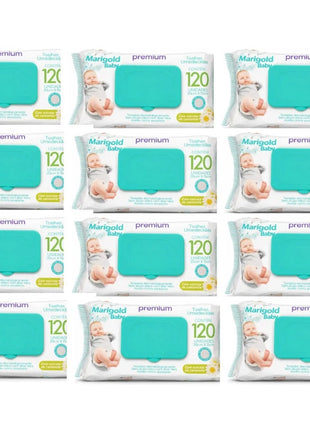 Kit 12 Pacotes 1440 Lencinho Umedecido Marigold Camomila 120und Atacado