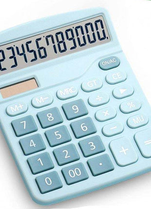 Calculadora De Mesa Visor Grande 12 Dígitos Solar Ou Pilha - Azul