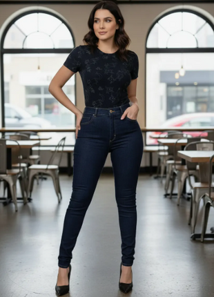 Calça Jeans Feminina Skinny Cintura Alta Levanta Bumbum