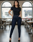 Calça Jeans Feminina Skinny Cintura Alta Levanta Bumbum