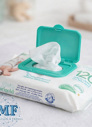 Kit 3 Lenços Umedecido Bebe Marigold Camomila 120und Atacado