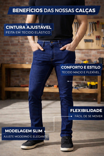 Calça Jeans Masculina Trabalho Reforçada Promoção Atacado