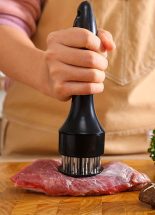 Kit Amaciador Batedor De Carne Bife Com Furador Aço Inox