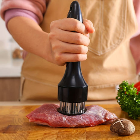 Kit Amaciador Batedor De Carne Bife Com Furador Aço Inox