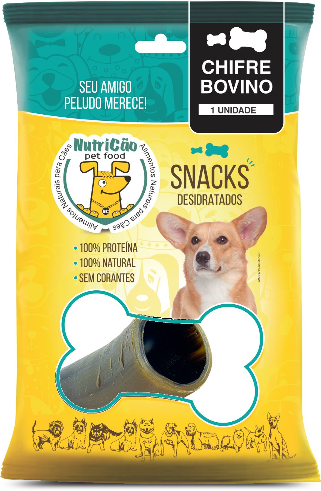 CHIFRE BOVINO DESIDRATADO 130 GR