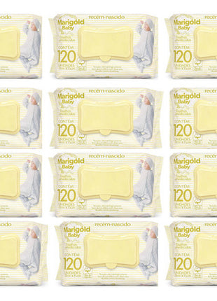 Kit 12 Pacotes 1140 Lencinho Umedecido Bebê Marigold Sensitive Rn Atacado