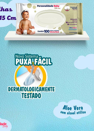 12 Pcts Toalha Umedecido Personalidade  baby total care c/ 100 Un