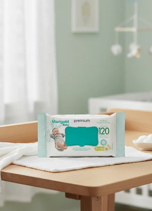 Kit 6 Toalha Lenço Umedecido Bebe Marigold Camomila 120und
