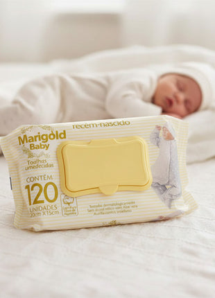 Kit 12 Pacotes 1140 Lencinho Umedecido Bebê Marigold Sensitive Rn Atacado