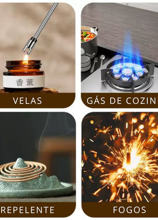Isqueiro Elétrico USB Recarregável Sem Chama | Acendedor Elétrico para Fogão, Velas e Churrasqueira | Ponta Flexível 360