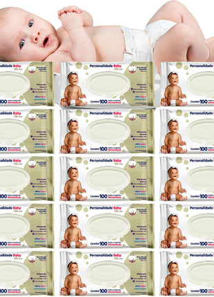12 Pcts Toalha Umedecido Personalidade  baby total care c/ 100 Un