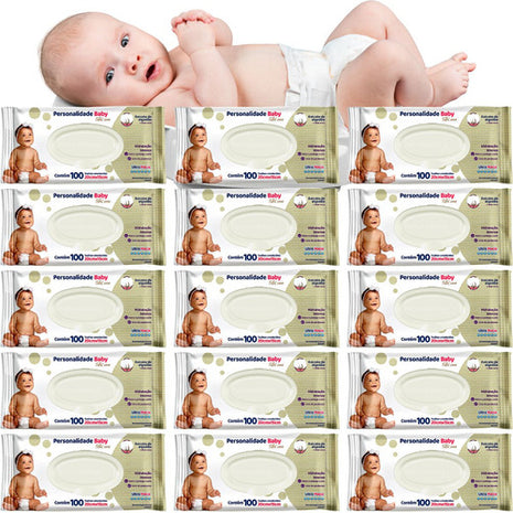 12 Pcts Toalha Umedecido Personalidade  baby total care c/ 100 Un