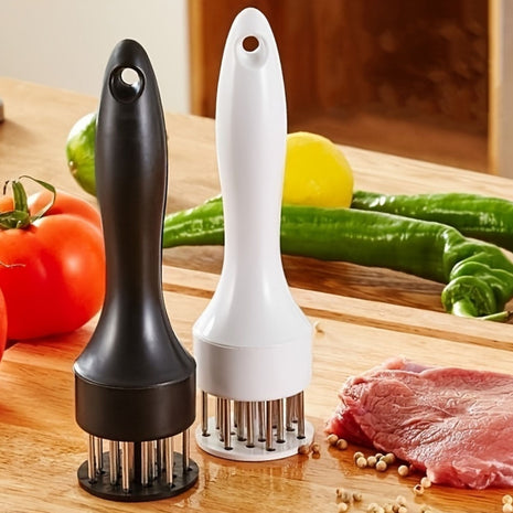 Kit Amaciador Batedor De Carne Bife Com Furador Aço Inox