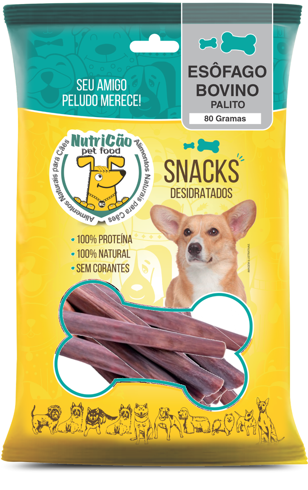 ESÔFAGO BOVINO DESIDRATADO 80 GR