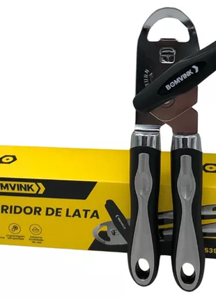 Abridor de Latas Profissional com Cortador de Aço Inox e Cabo Antiderrapante Bomvink