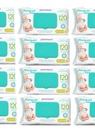 Kit 12 Pacotes 1440 Lencinho Umedecido Marigold Camomila 120und Atacado