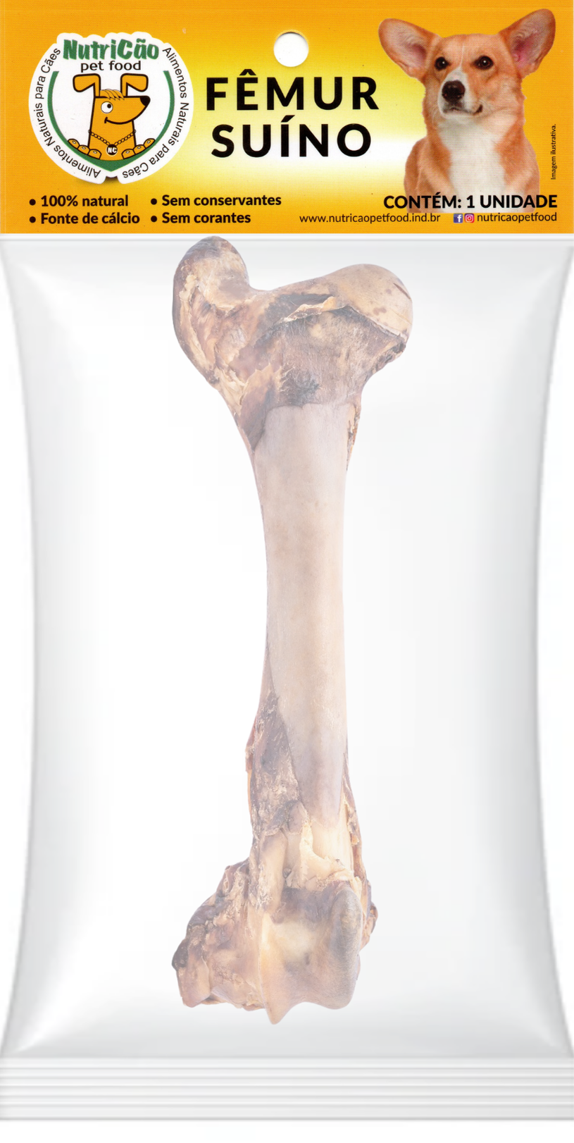 FÊMUR SUÍNO DESIDRATADO 250 gramas