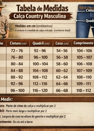 Calça Country Masculina Rodeio Cowboy Jeans Reta Elastano
